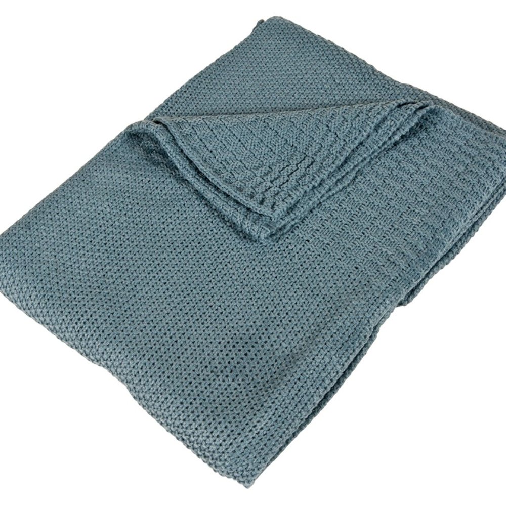 Blue-Grey Classic Knitted Soft & Cozy Baby Throw Blanket